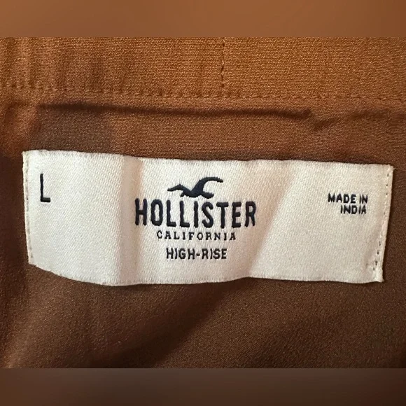 Hollister High Rise Brown Tan Lined Mini Pencil Skirt with Slit. Size Large. - Picture 7 of 8
